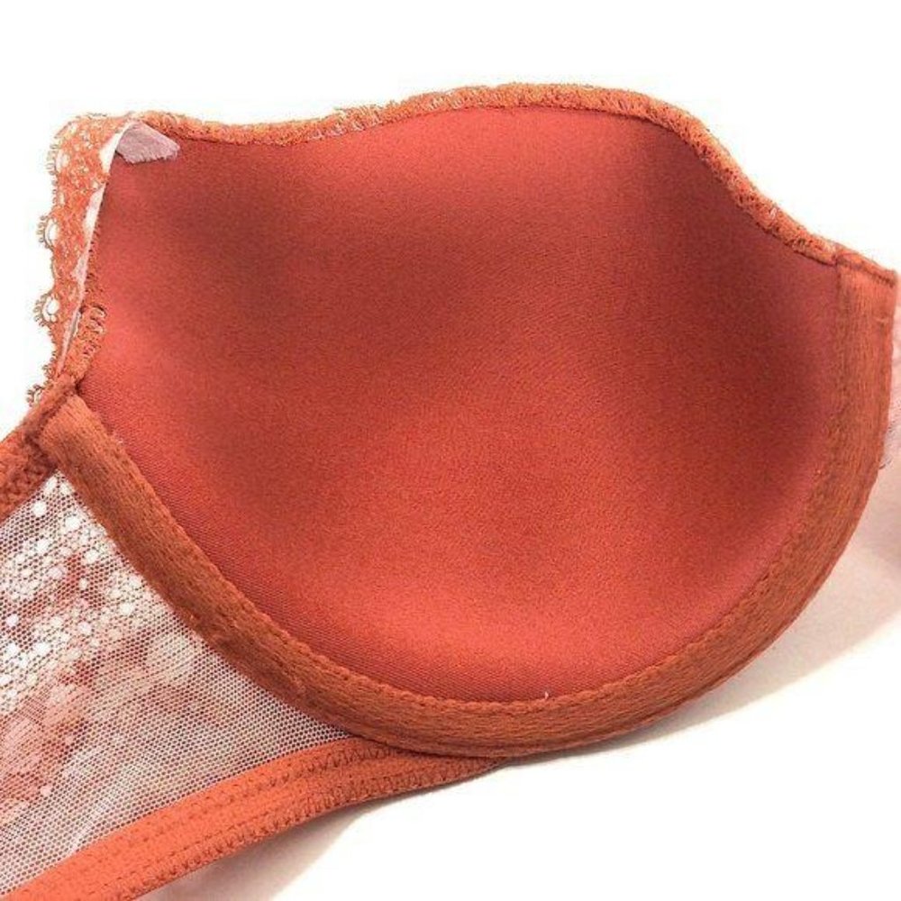 4/$25 Victoria's Secret Bra‎ Lined Demi Lace Burn Orange Womens Sz 34D - Picture 6 of 6